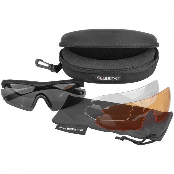 Okulary Taktyczne Swiss Eye Nighthawk - Zestaw 3 Wymiennych Wizjerów - Czarne