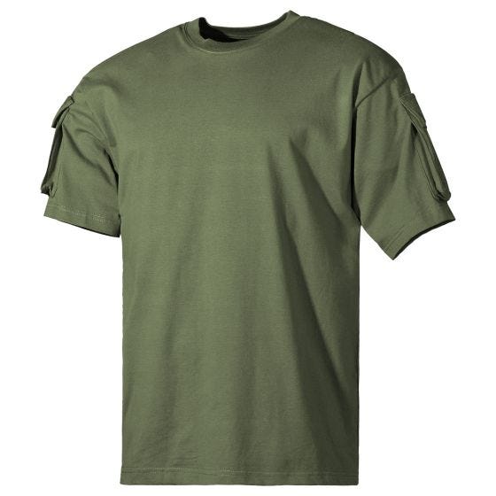 Koszula MFH US z Kieszeniami na Rękawach Krótki Rękaw - OD Green
