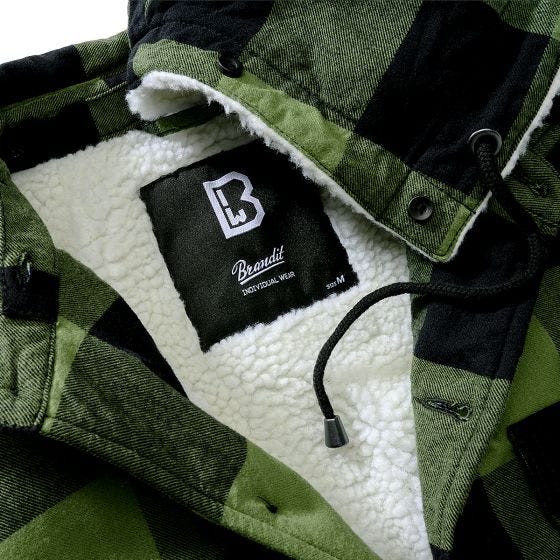 Kurtka Brandit Lumberjacket Hooded Czarno-Oliwkowa