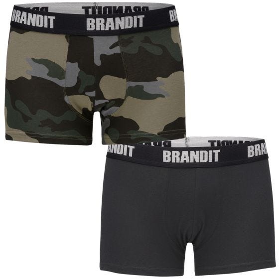 Bokserki Brandit Logo Dwupak Dark Camo / Czarne