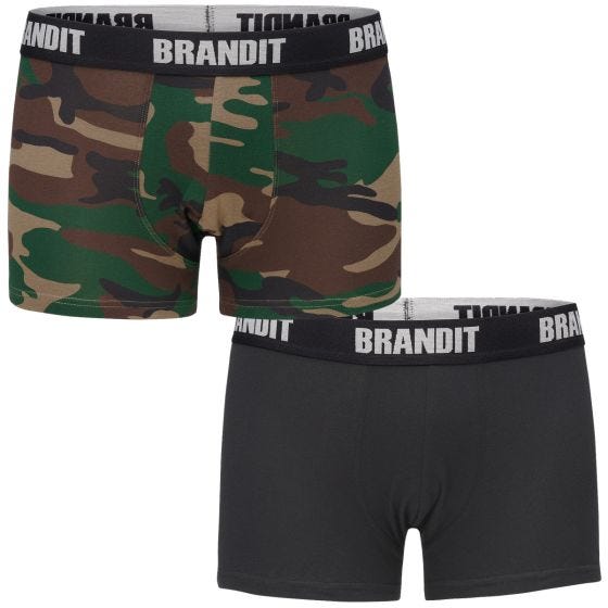 Bokserki Brandit Logo Dwupak Woodland / Czarne