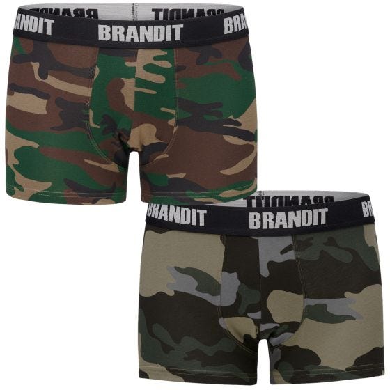 Bokserki Brandit Logo Dwupak Woodland / Dark Camo