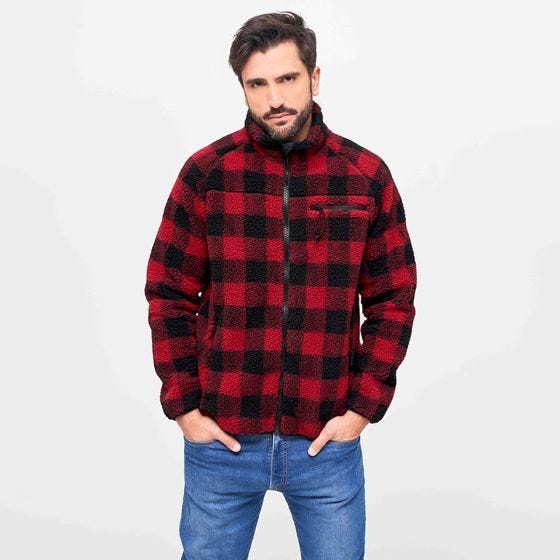 Kurtka Polarowa Brandit Teddyfleece Czerwono-Czarna