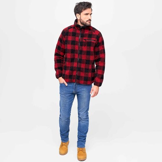 Kurtka Polarowa Brandit Teddyfleece Czerwono-Czarna