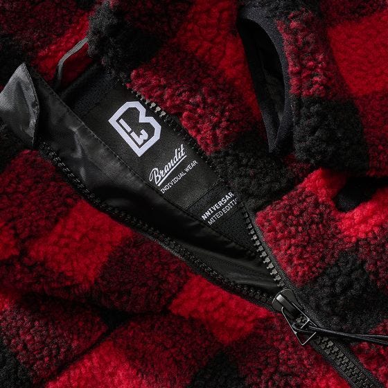 Kurtka Polarowa Brandit Teddyfleece Czerwono-Czarna
