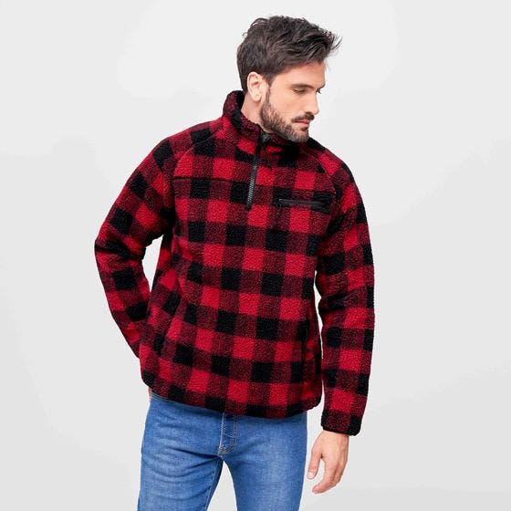 Polar Brandit Teddyfleece Troyer Czerwono-Czarny