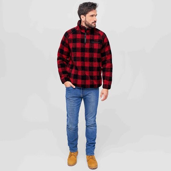 Polar Brandit Teddyfleece Troyer Czerwono-Czarny