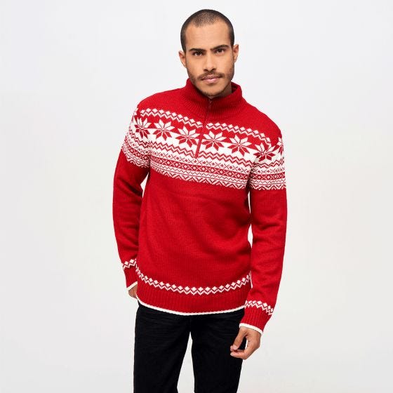 Sweter Brandit Troyer Norweger Pullover Czerwony