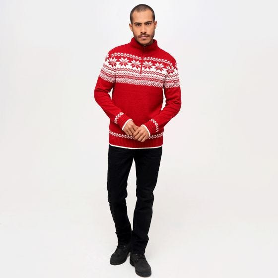Sweter Brandit Troyer Norweger Pullover Czerwony