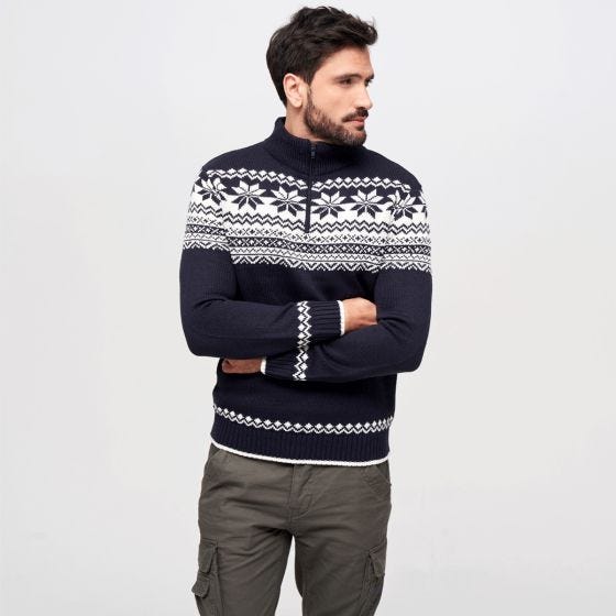 Sweter Brandit Troyer Norweger Pullover Granatowy