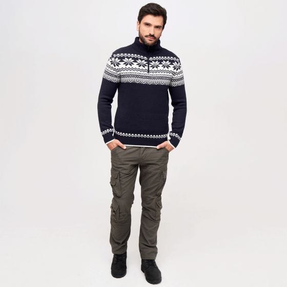Sweter Brandit Troyer Norweger Pullover Granatowy