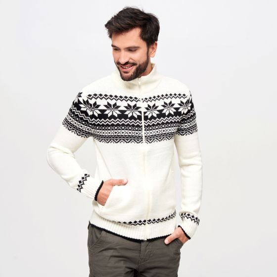 Sweter Brandit Cardigan Norweger Biały