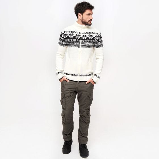 Sweter Brandit Cardigan Norweger Biały