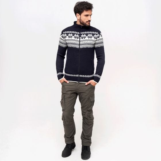 Sweter Brandit Cardigan Norweger Granatowy