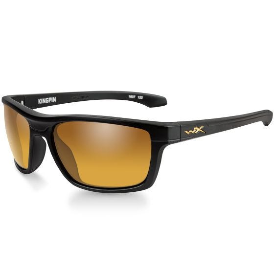 Okulary Taktyczne Wiley X WX Kingpin - Polarized Venice Gold Mirror - Czarne