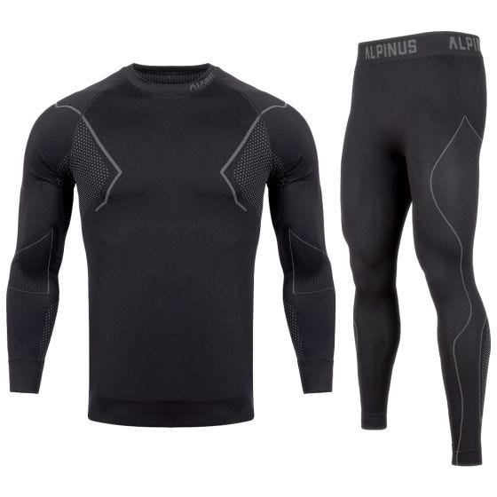 Bielizna Termoaktywna Męska Alpinus Active Base Layer Set Czarno-Szara