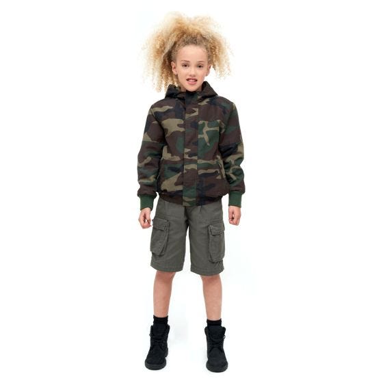 Kurtka Dziecięca Brandit Windbreaker Front Zip Woodland