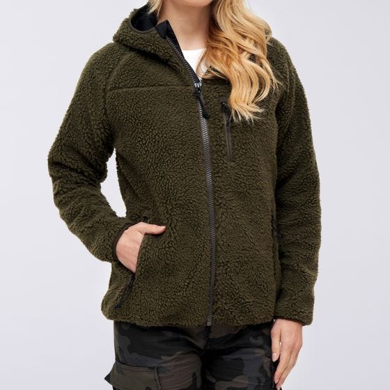 Kurtka Polarowa Damska Brandit Teddyfleece Oliwkowa
