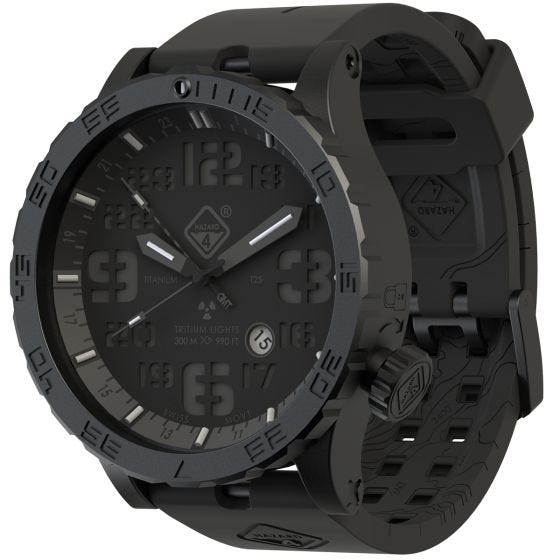 Zegarek Hazard 4 Heavy Water Diver Titanium Tritium Blackout Black GMT Niebiesko-Czerwony