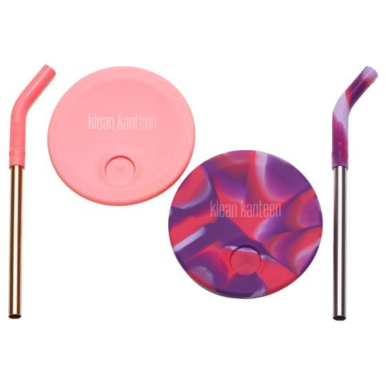 Nasadki Klean Kanteen Kid's Cup Straw Lid 2-Pack Różowy Tie Dye