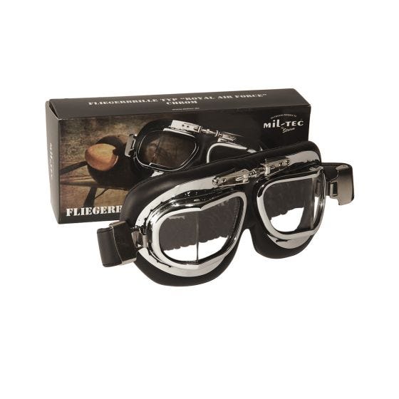 Mil-Tec Royal Air Force Aviator Googles Chrome