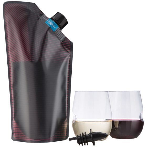 Butelka Vapur Wandervino Collection & 2 Glass Set Maroon