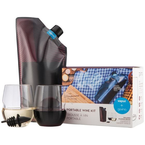 Butelka Vapur Wandervino Collection & 2 Glass Set Maroon