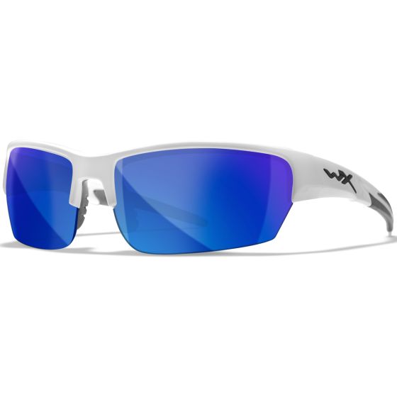 Okulary Taktyczne Wiley X WX Saint - Polarized Blue Mirror Lens / Gloss White Frame