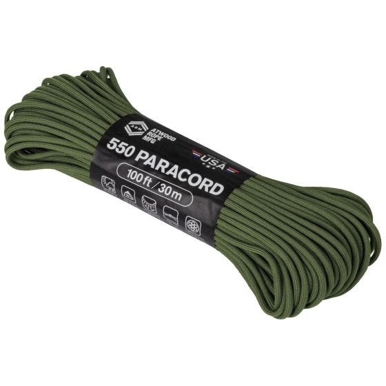 Linka Atwood Rope 100ft 550 Olive Drab
