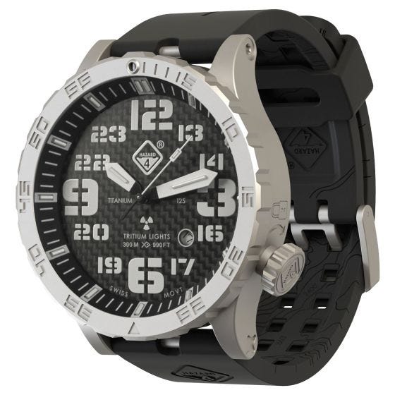 Zegarek Hazard 4 Heavy Water Diver Titanium Tritium Carbon Niebiesko-Czerwony