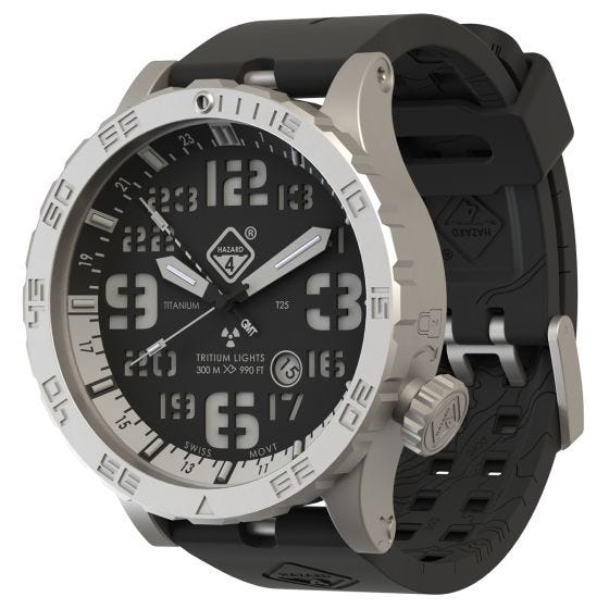 Zegarek Hazard 4 Heavy Water Diver Titanium Tritium Blacktie White GMT Niebiesko-Czerwony