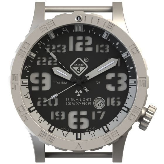 Zegarek Hazard 4 Heavy Water Diver Titanium Tritium Blacktie White GMT Niebiesko-Czerwony
