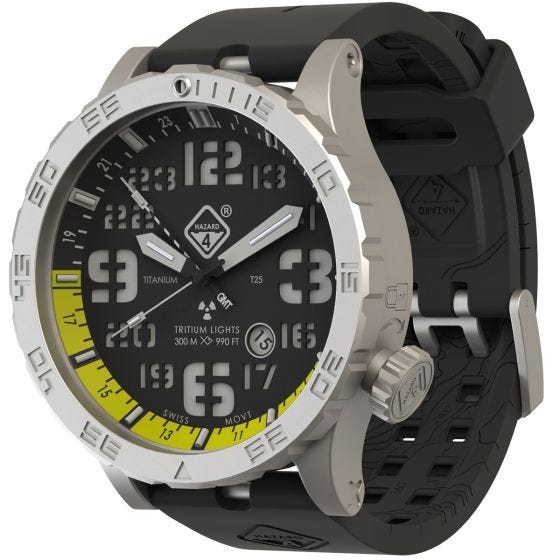 Zegarek Hazard 4 Heavy Water Diver Titanium Tritium Blacktie Yellow GMT Zielono-Żółty