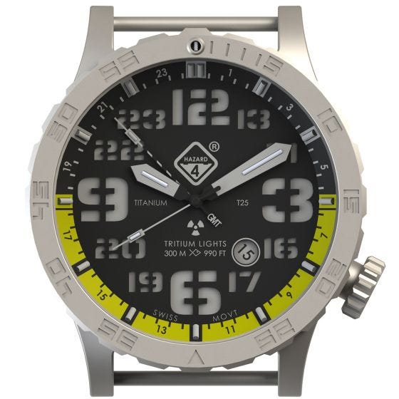 Zegarek Hazard 4 Heavy Water Diver Titanium Tritium Blacktie Yellow GMT Zielono-Żółty