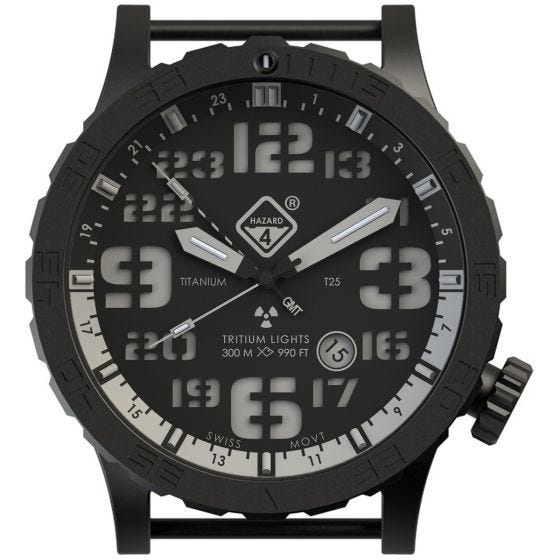 Zegarek Hazard 4 Heavy Water Diver Titanium Tritium Nightwatch White GMT Niebiesko-Czerwony