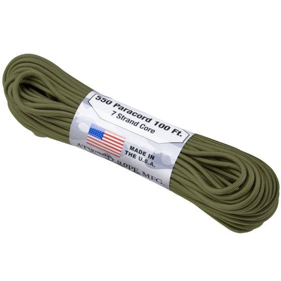 Linka Paracord Atwood Rope 550 Lbs. Olive Green