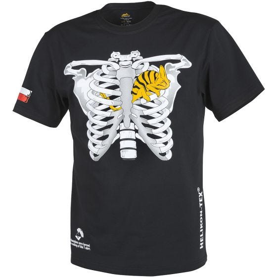Koszulka T-shirt Helikon Kameleon w Klatce Piersiowej z Flagą Polski Czarna