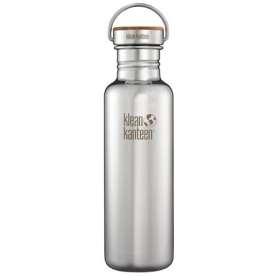 Butelka Klean Kanteen Reflect 800ml Bamboo Cap Srebrna Połysk