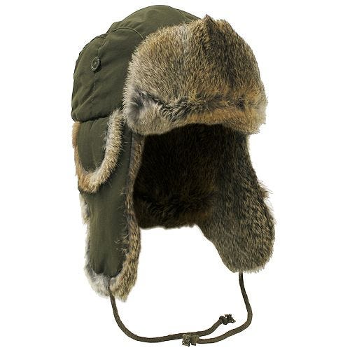 Czapka Uszatka MFH Zimowa z Futerkiem z Królika Oliwkowa