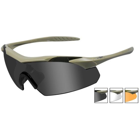 Okulary Taktyczne Wiley X WX Vapor - Zestaw 3 Wymiennych Wizjerów - Tan